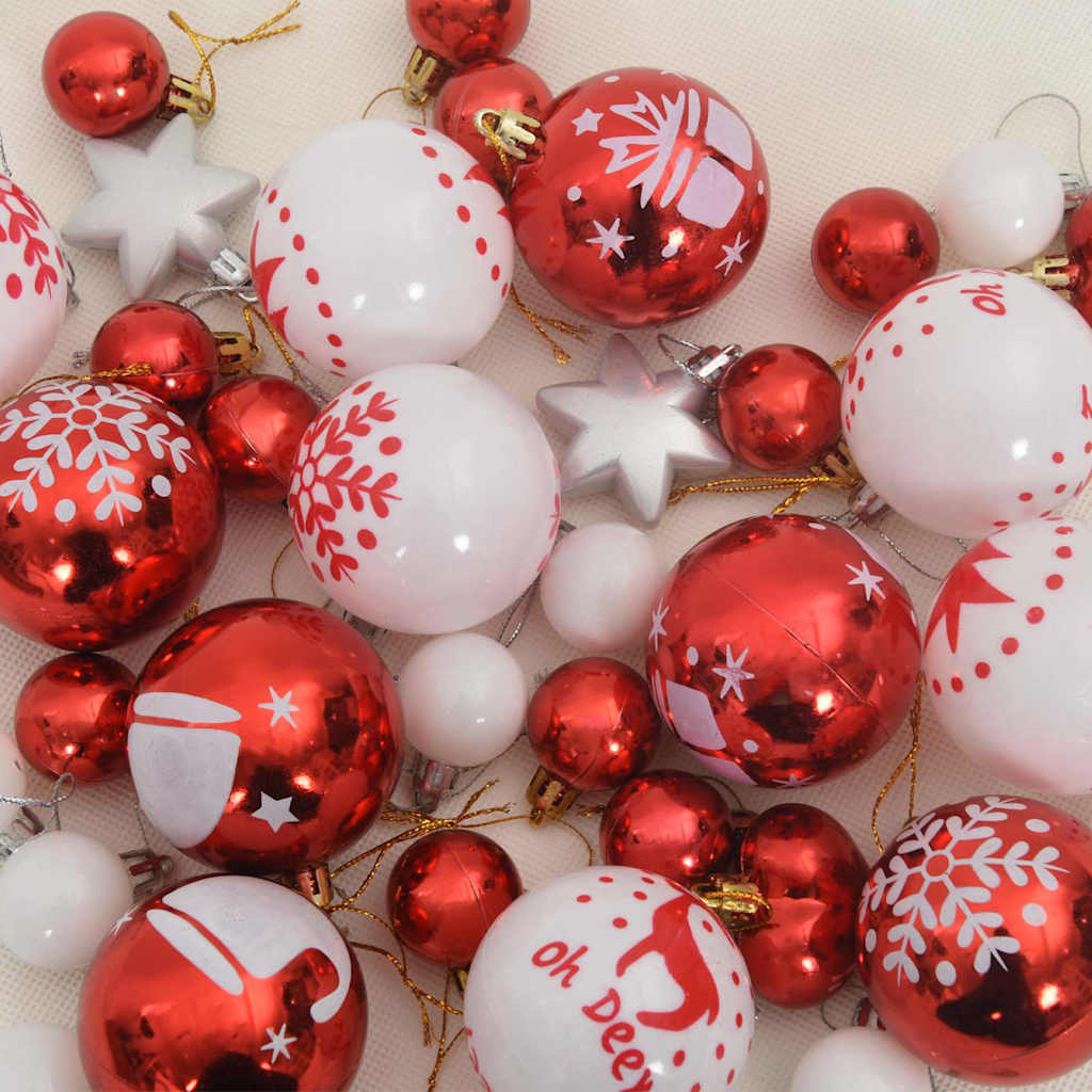 Christmas Bauble Set 40 pcs Red and White